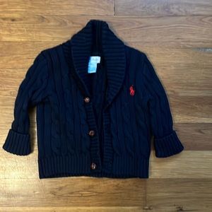 Ralph Lauren, navy cable knit cardigan 6M